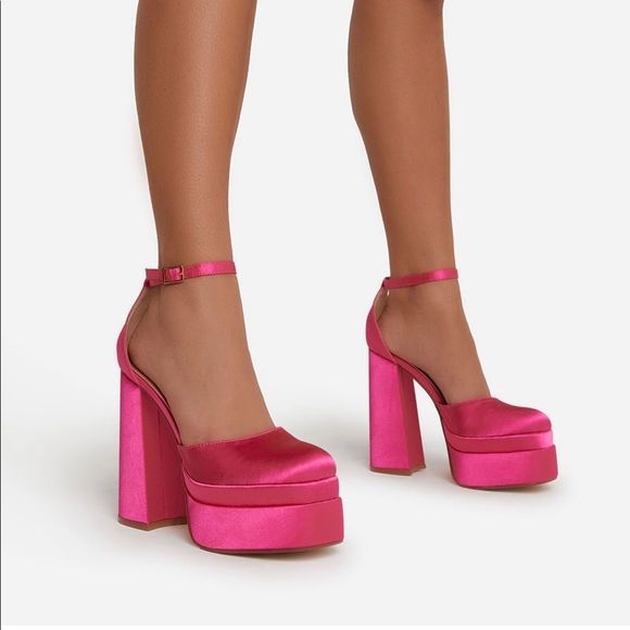 EGO Shoes Ego Pink Satin Platform Heels Sz Poshmark